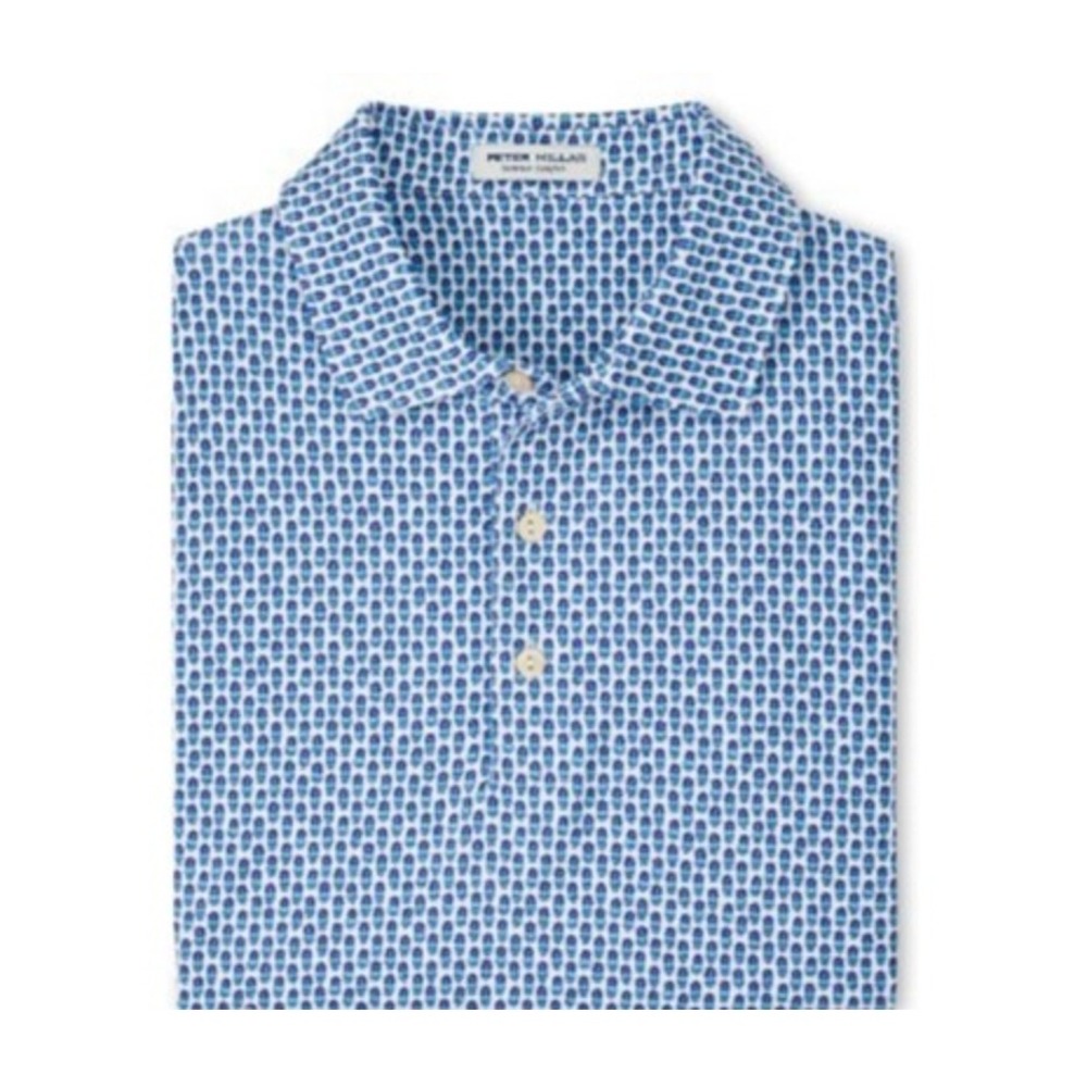 Peter Millar Golf Polo Shirt Youth Medium Blue Pina Skullada Preppy Wailea
